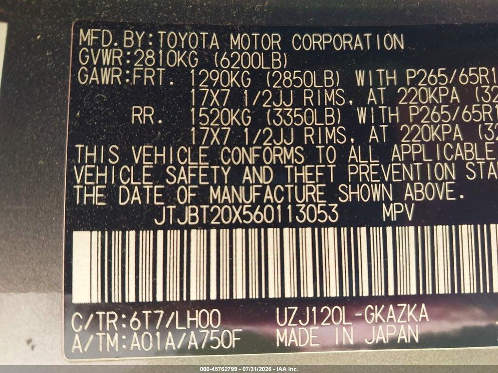 JTJBT20X560113053 2006 LEXUS GX 470 photo no. 9