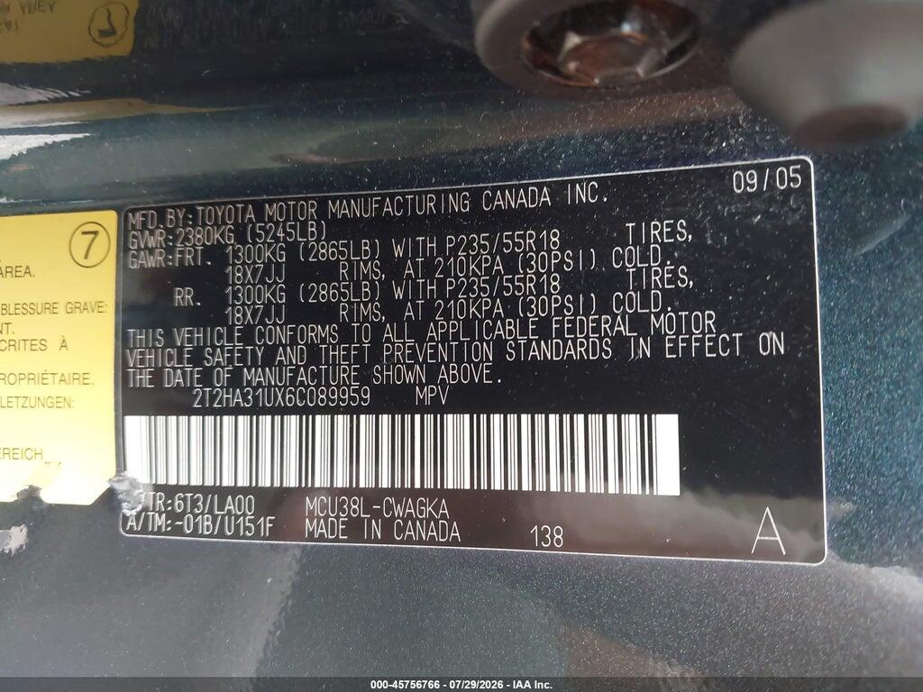 2T2HA31UX6C089959 2006 LEXUS RX 330 photo no. 9