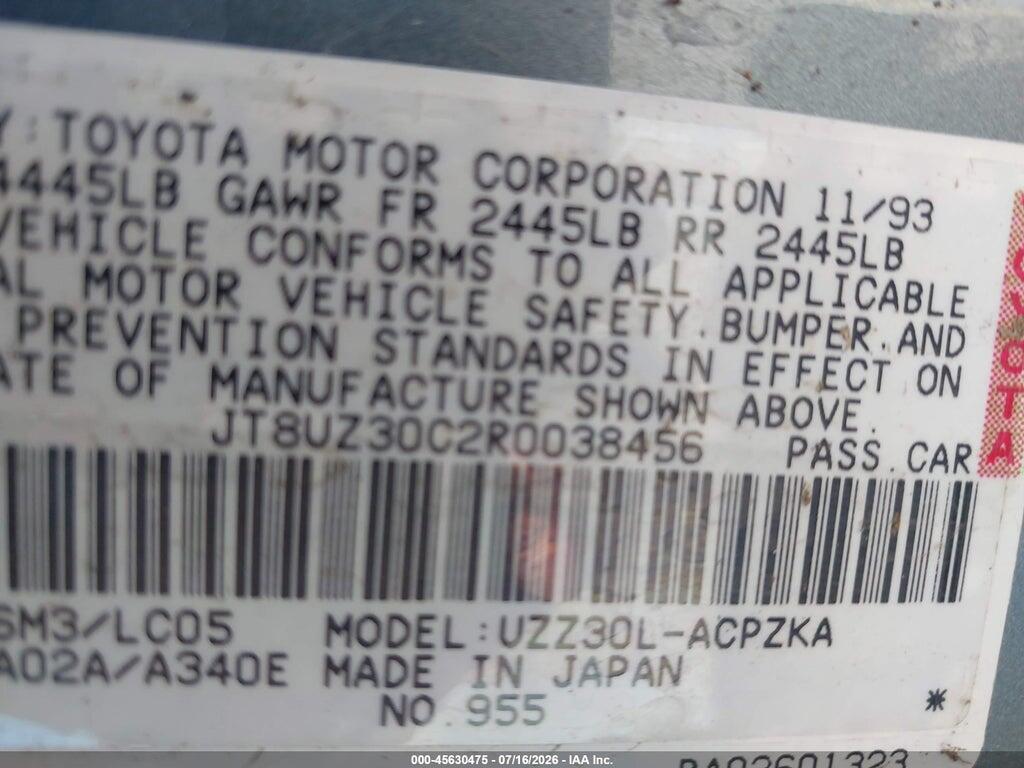 JT8UZ30C2R0038456 1994 LEXUS SC photo no. 9