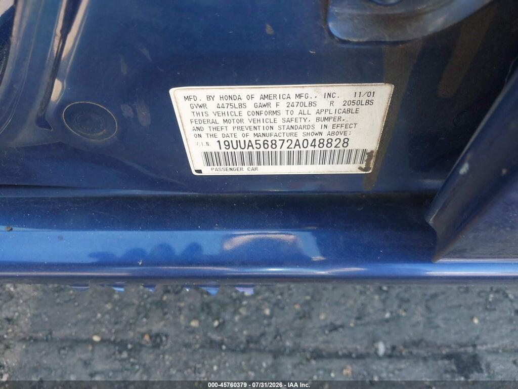 19UUA56872A048828 2002 ACURA TL photo no. 9
