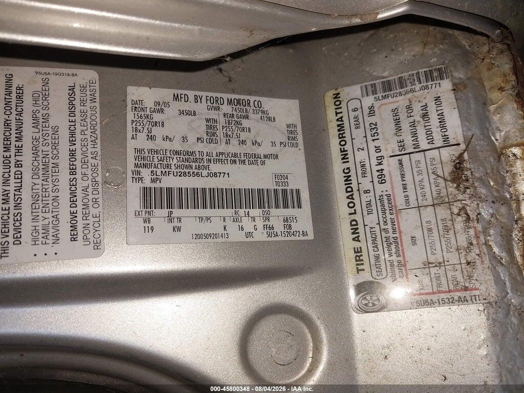 5LMFU28556LJ08771 2006 LINCOLN NAVIGATOR photo no. 9
