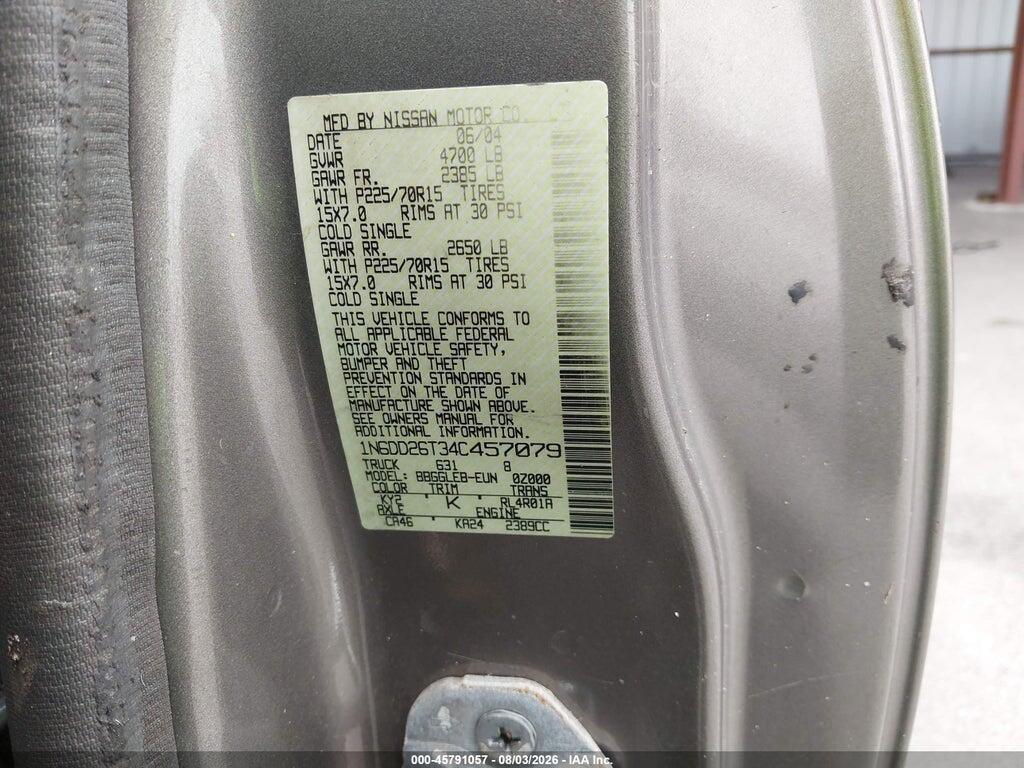 1N6DD26T34C457079 2004 NISSAN FRONTIER photo no. 9