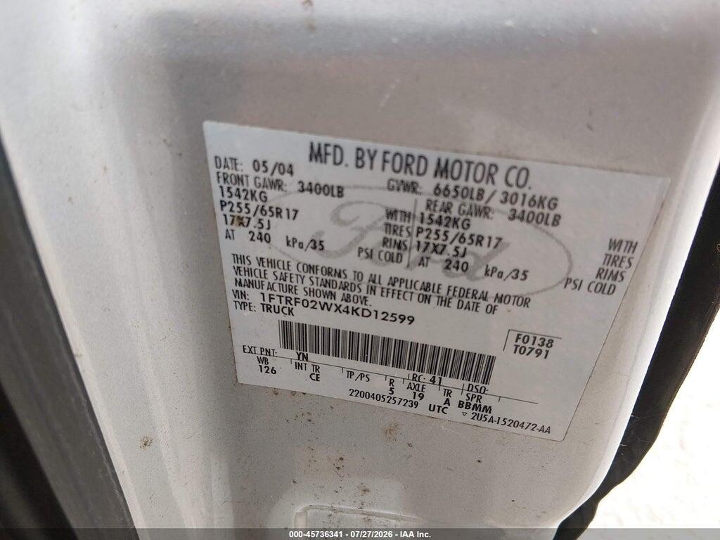 1FTRF02WX4KD12599 2004 FORD F-150 photo no. 9
