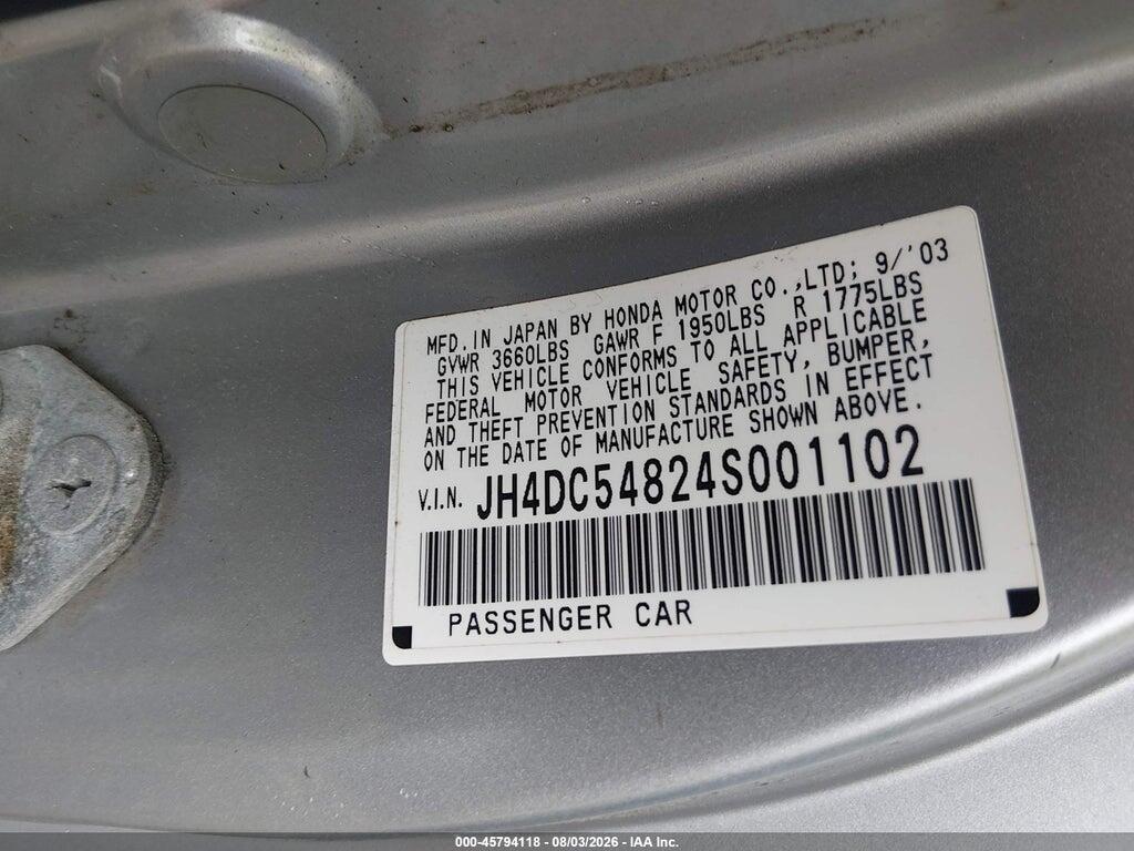 JH4DC54824S001102 2004 ACURA RSX photo no. 9