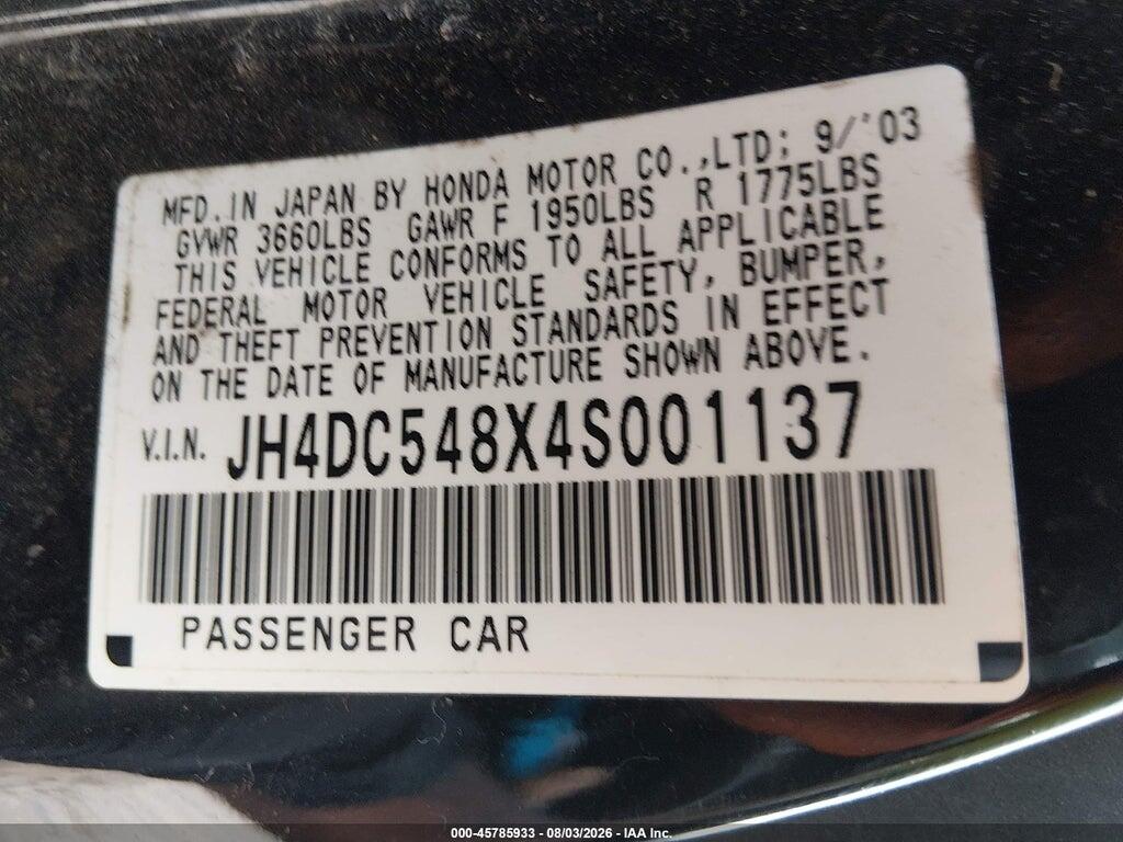 JH4DC548X4S001137 2004 ACURA RSX photo no. 9