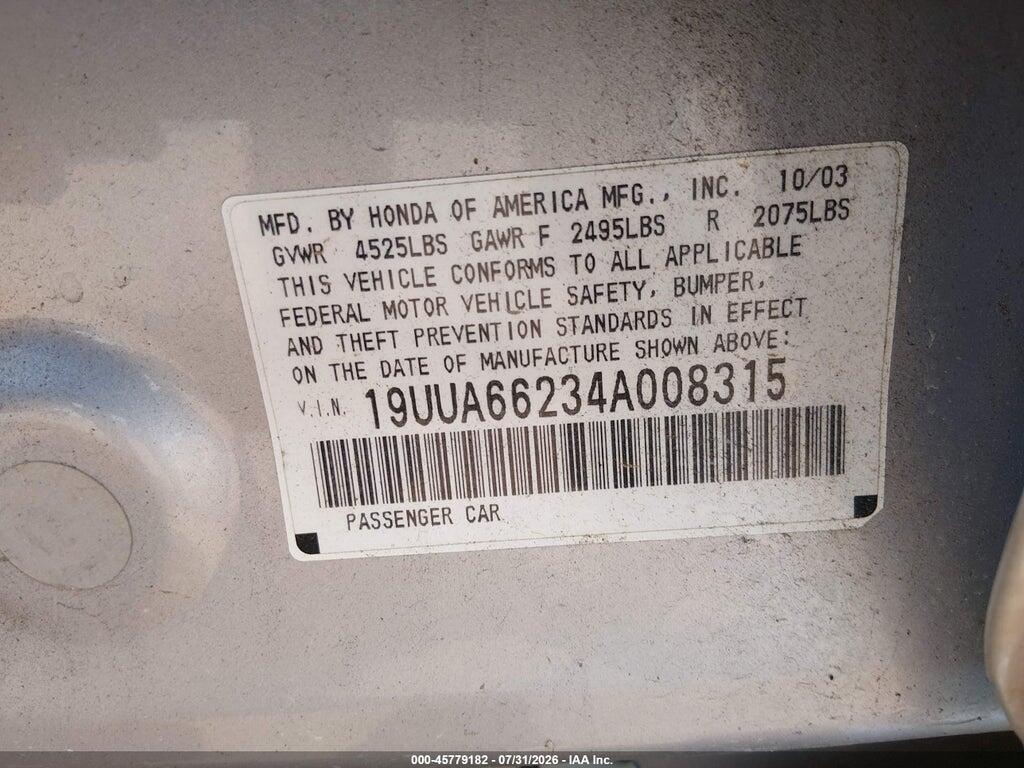 19UUA66234A008315 2004 ACURA TL photo no. 9