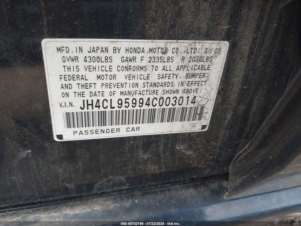 JH4CL95994C003014 2004 ACURA TSX photo no. 9