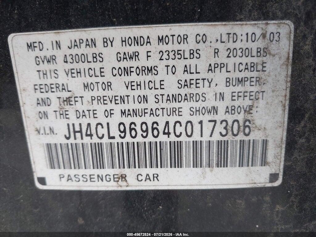 JH4CL96964C017306 2004 ACURA TSX photo no. 9