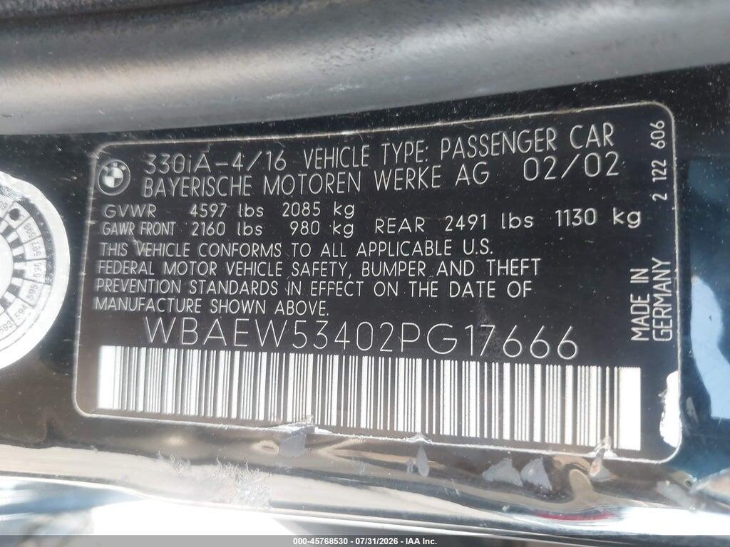 WBAEW53402PG17666 2002 BMW 330XI photo no. 9