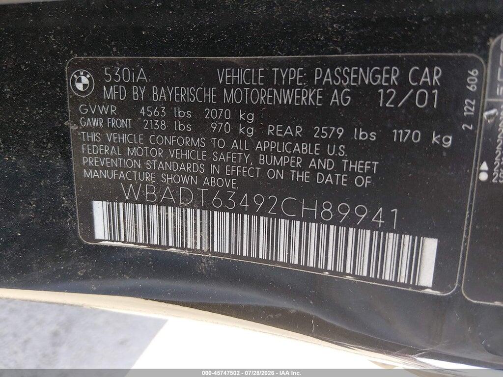 WBADT63492CH89941 2002 BMW 530IA photo no. 9