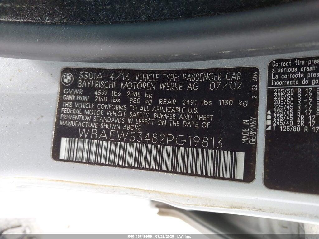 WBAEW53482PG19813 2002 BMW 330XI photo no. 9