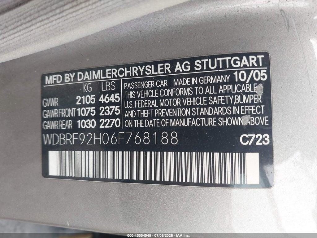 WDBRF92H06F768188 2006 MERCEDES-BENZ C 280 photo no. 9