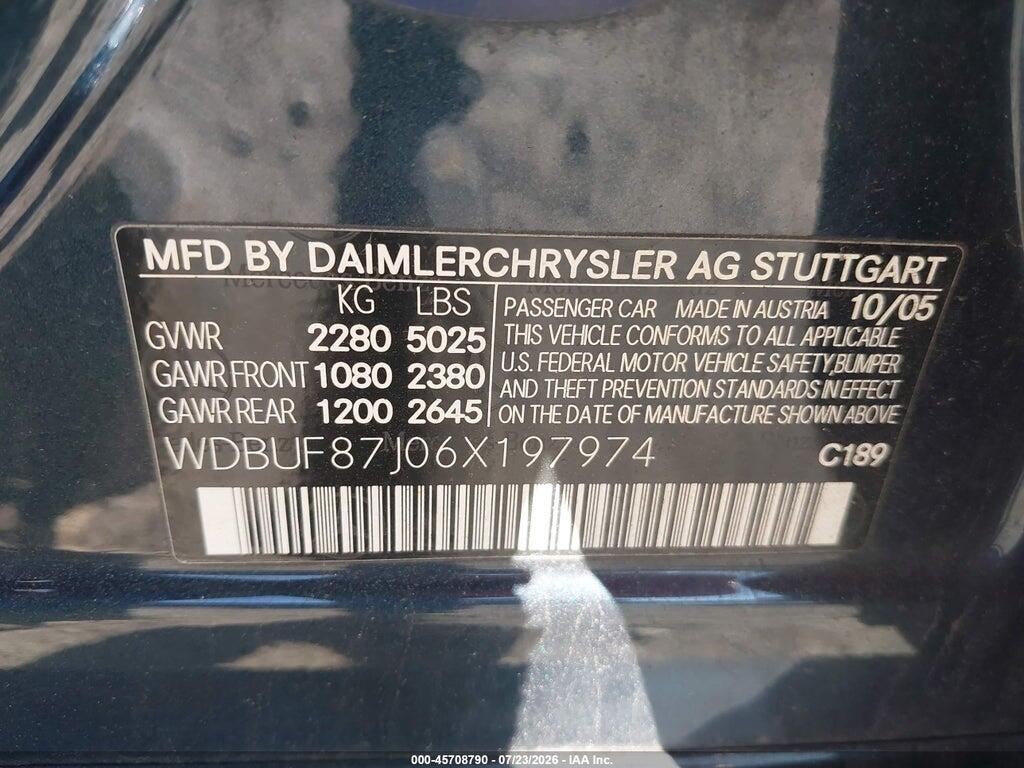 WDBUF87J06X197974 2006 MERCEDES-BENZ E 350 photo no. 9
