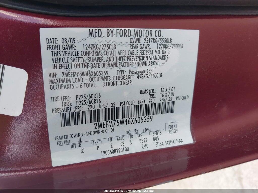 2MEFM75W46X605359 2006 MERCURY GRAND MARQUIS photo no. 9