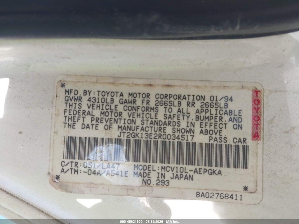 JT2GK13E2R0034517 1994 TOYOTA CAMRY photo no. 9