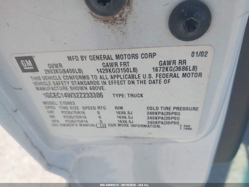 1GCEC14W32Z233306 2002 CHEVROLET SILVERADO 1500 photo no. 9