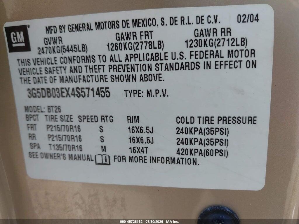 3G5DB03EX4S571455 2004 BUICK RENDEZVOUS photo no. 9