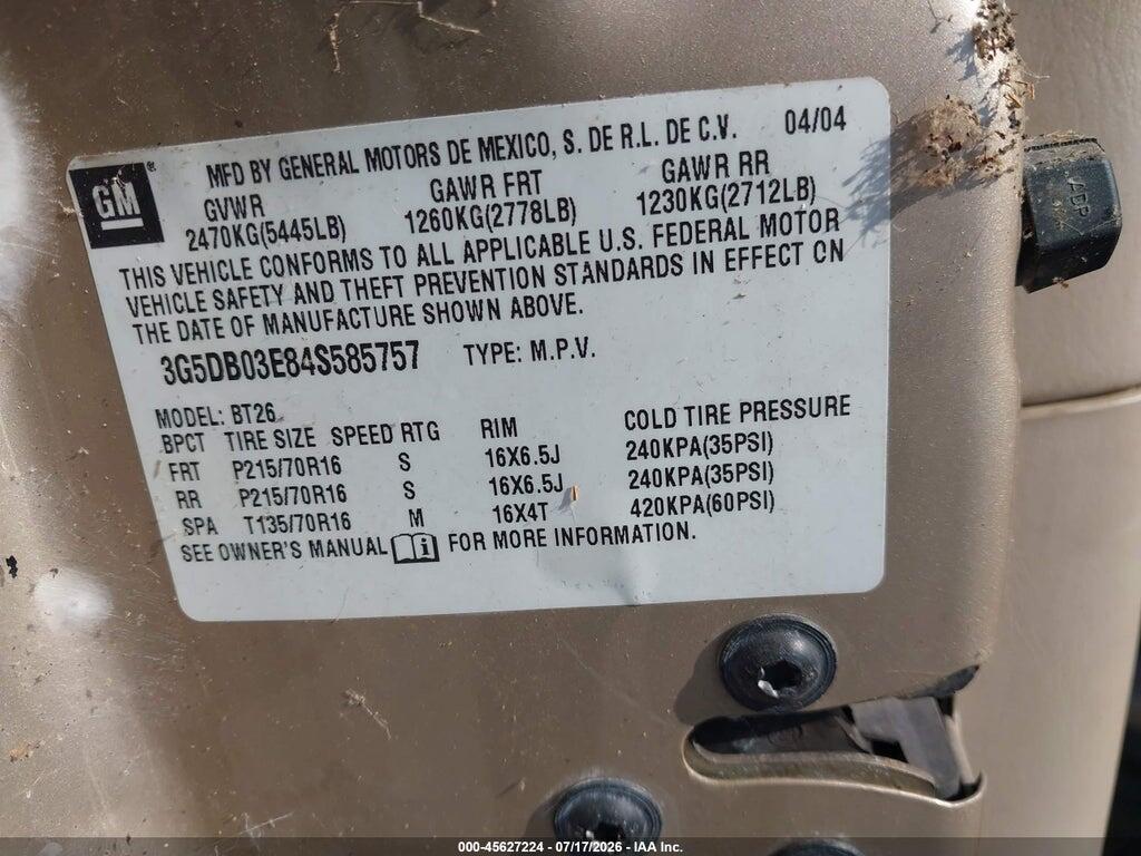 3G5DB03E84S585757 2004 BUICK RENDEZVOUS photo no. 9
