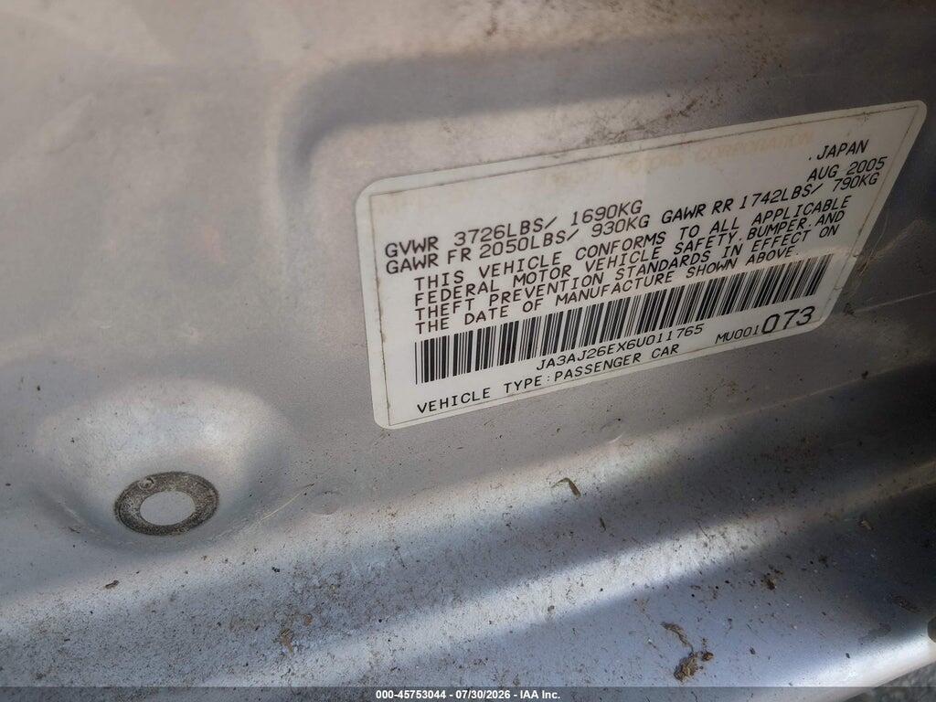 JA3AJ26EX6U011765 2006 MITSUBISHI LANCER photo no. 9