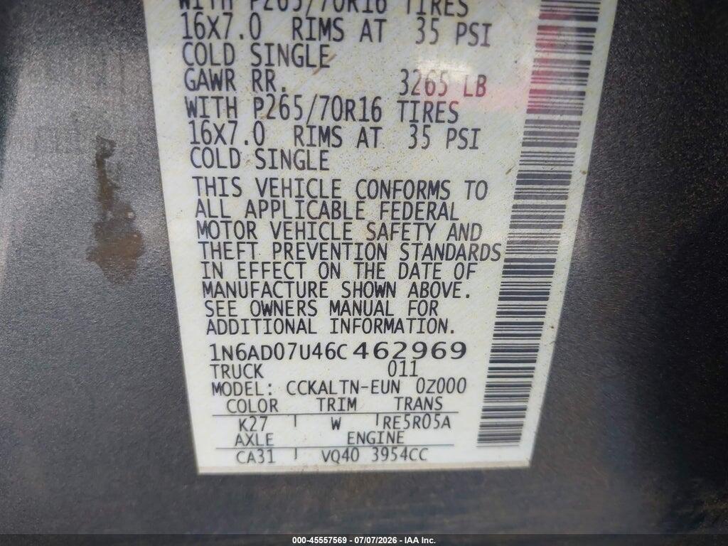 1N6AD07U46C462969 2006 NISSAN FRONTIER photo no. 9