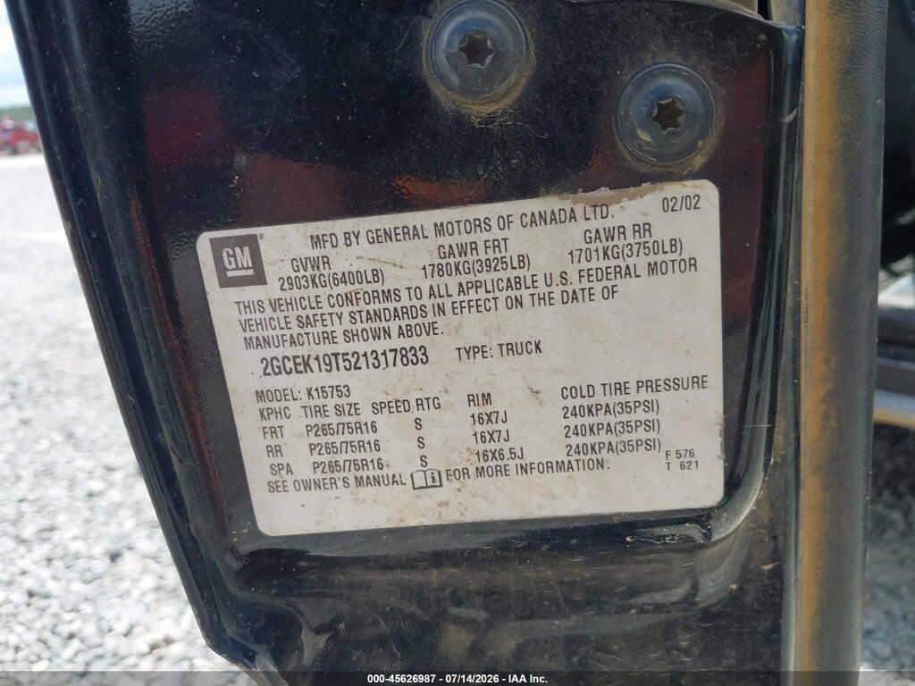 2GCEK19T521317833 2002 CHEVROLET SILVERADO 1500 photo no. 9
