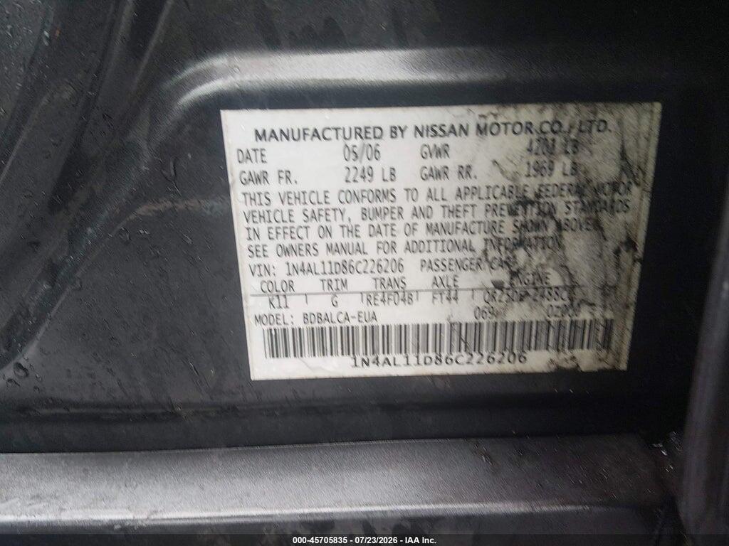 1N4AL11D86C226206 2006 NISSAN ALTIMA photo no. 9