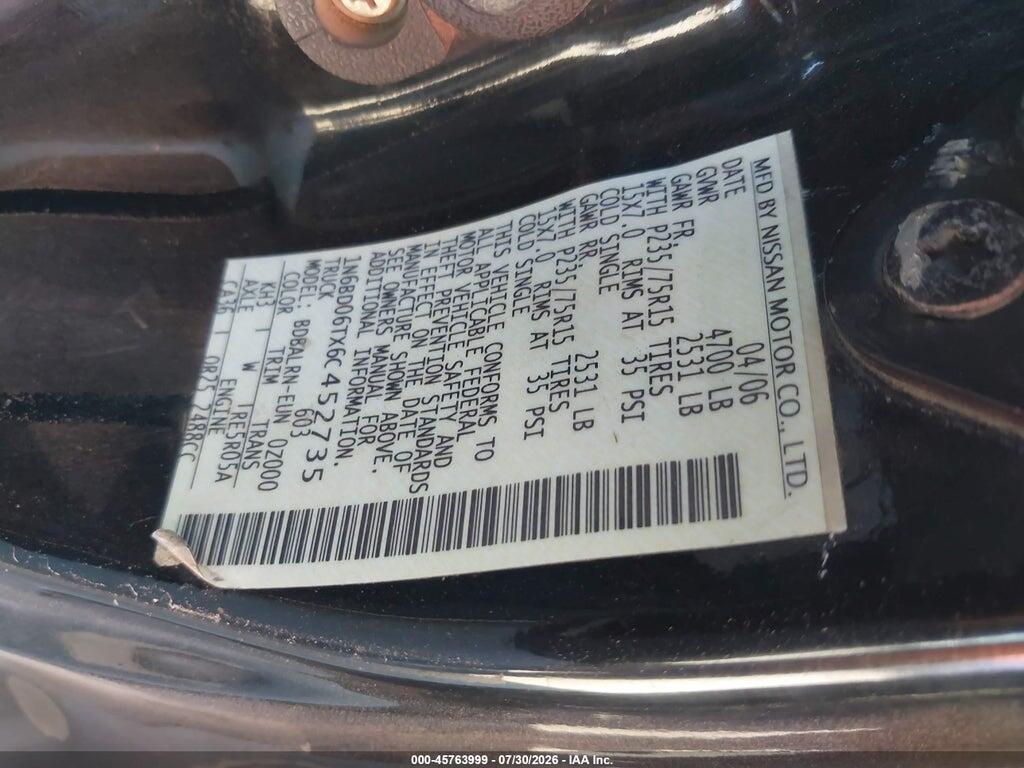 1N6BD06TX6C452735 2006 NISSAN FRONTIER photo no. 9