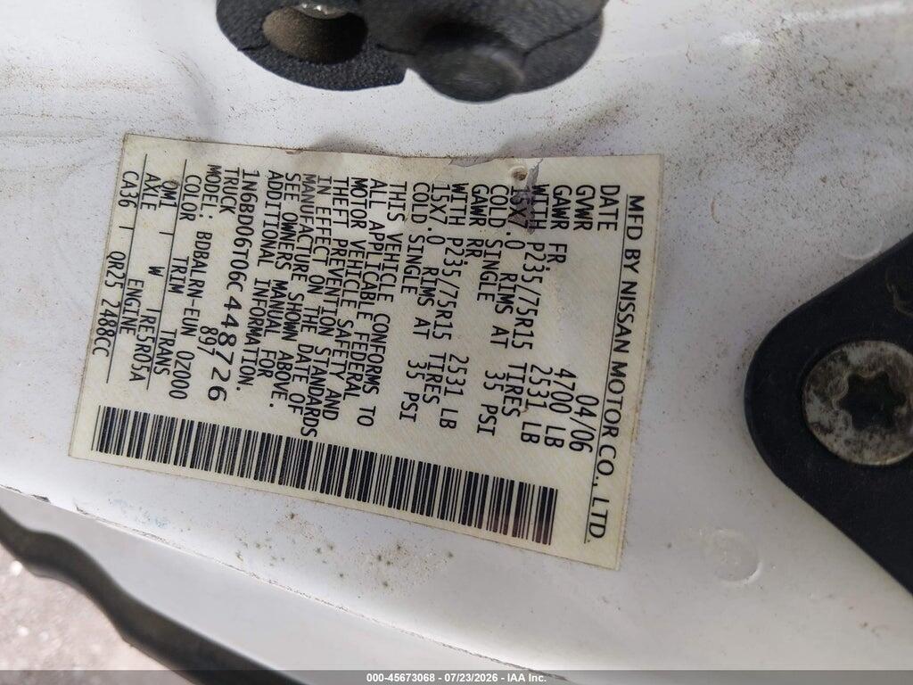 1N6BD06T06C448726 2006 NISSAN FRONTIER photo no. 9