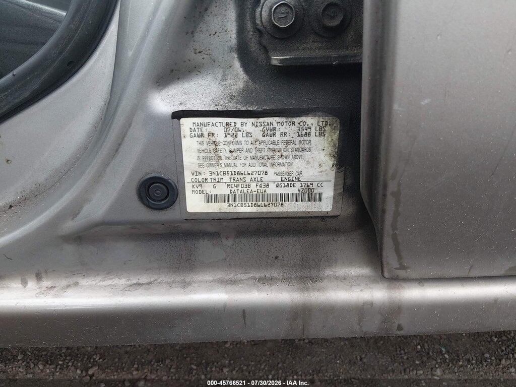 3N1CB51D86L627078 2006 NISSAN SENTRA photo no. 9
