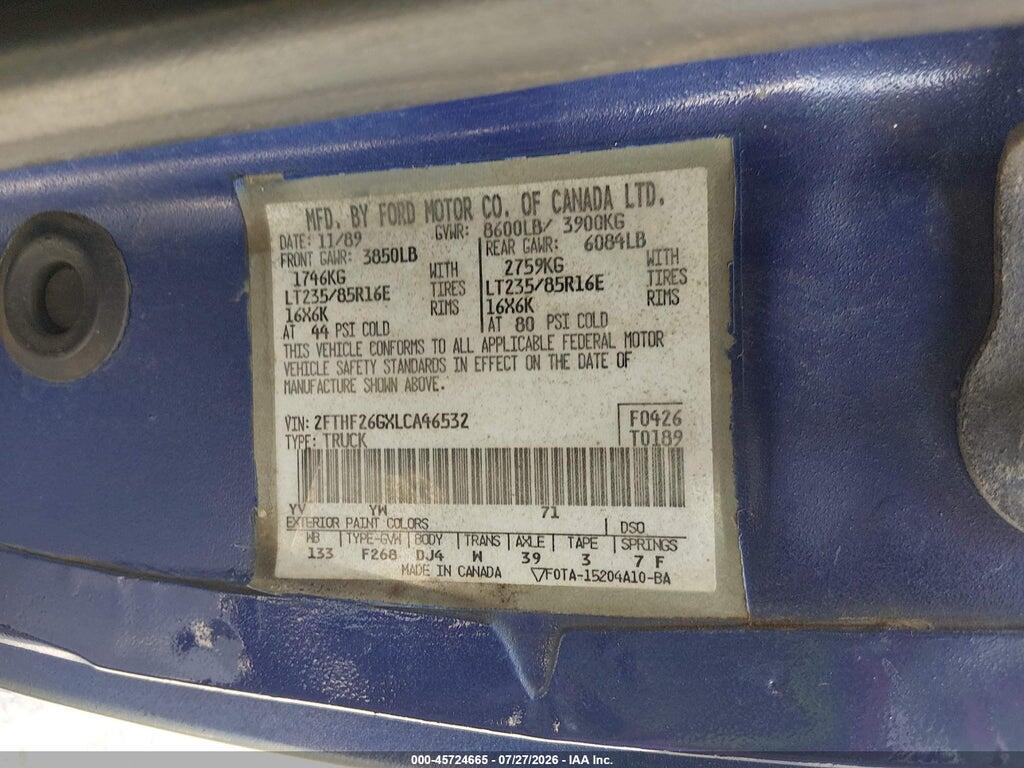 2FTHF26GXLCA46532 1990 FORD F250 photo no. 9