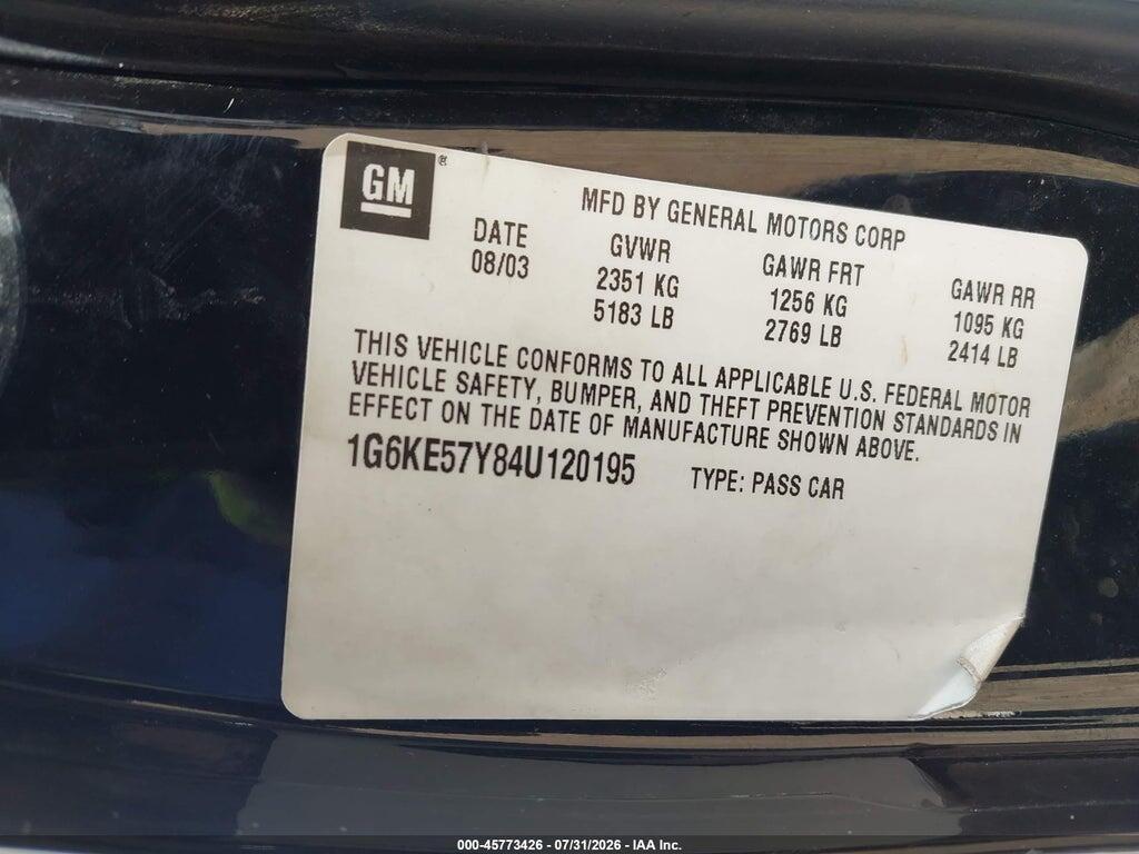 1G6KE57Y84U120195 2004 CADILLAC DEVILLE photo no. 9