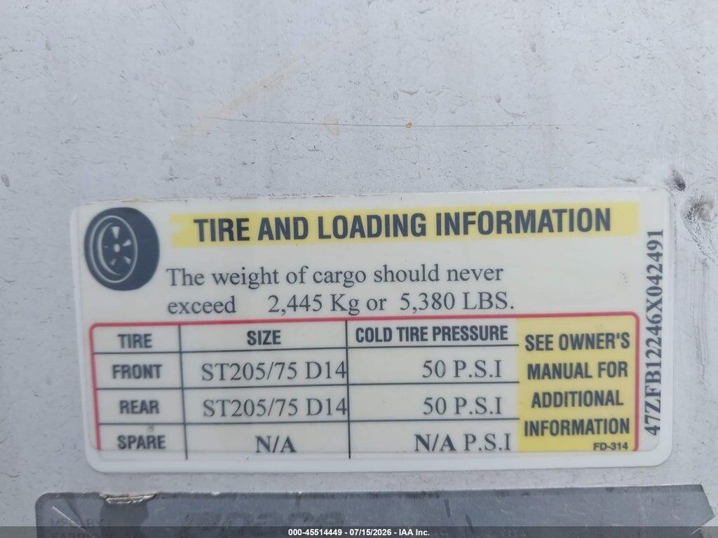 47ZFB12246X042491 2006 PACE AMERICAN 12 FT 2 AXLES photo no. 9