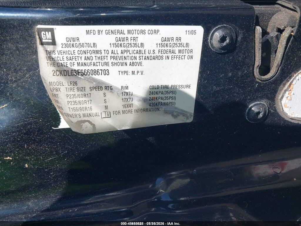 2CKDL63F566086703 2006 PONTIAC TORRENT photo no. 9