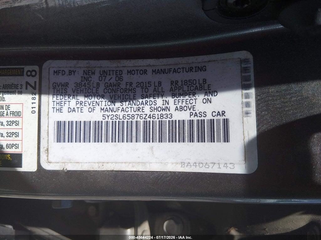 5Y2SL65876Z461833 2006 PONTIAC VIBE photo no. 9