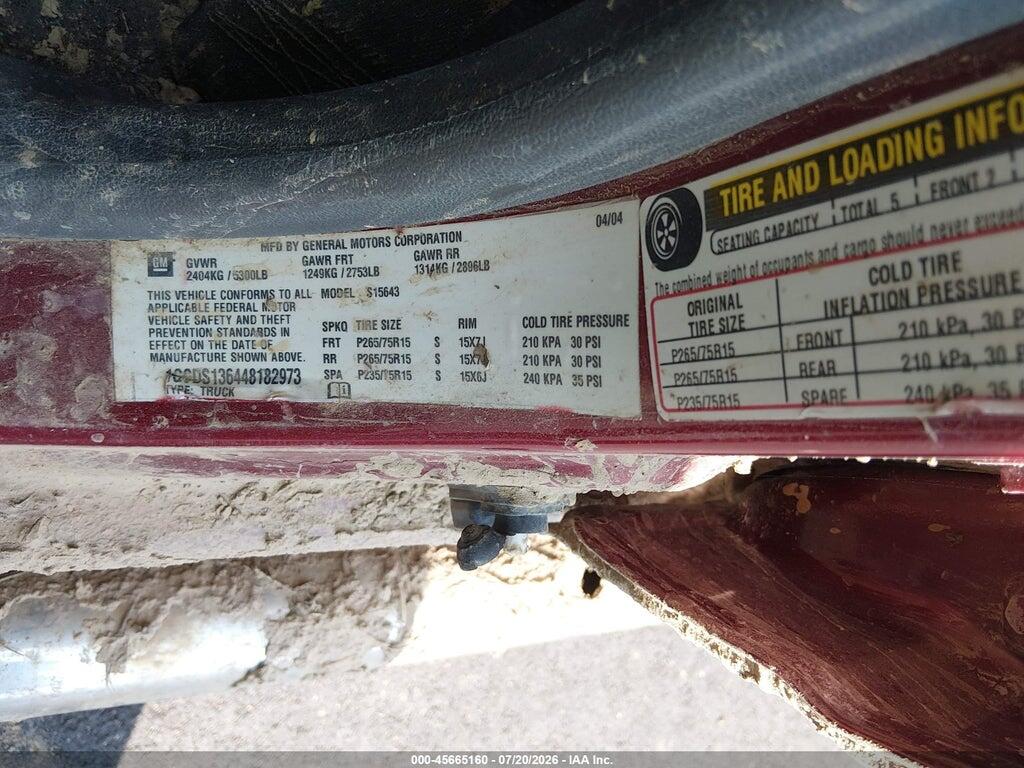 1GCDS136448182973 2004 CHEVROLET COLORADO photo no. 9