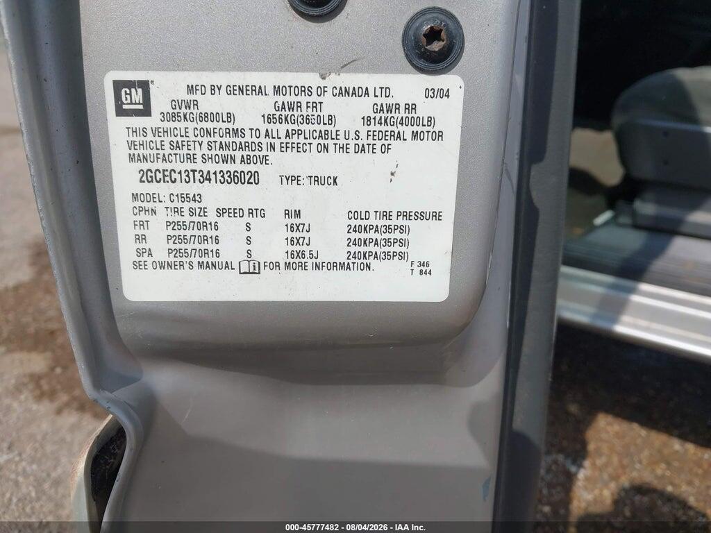 2GCEC13T341336020 2004 CHEVROLET SILVERADO 1500 photo no. 9