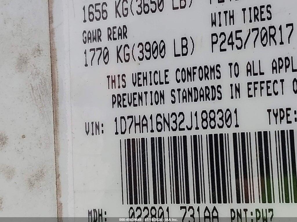 1D7HA16N32J188301 2002 DODGE RAM 1500 photo no. 9