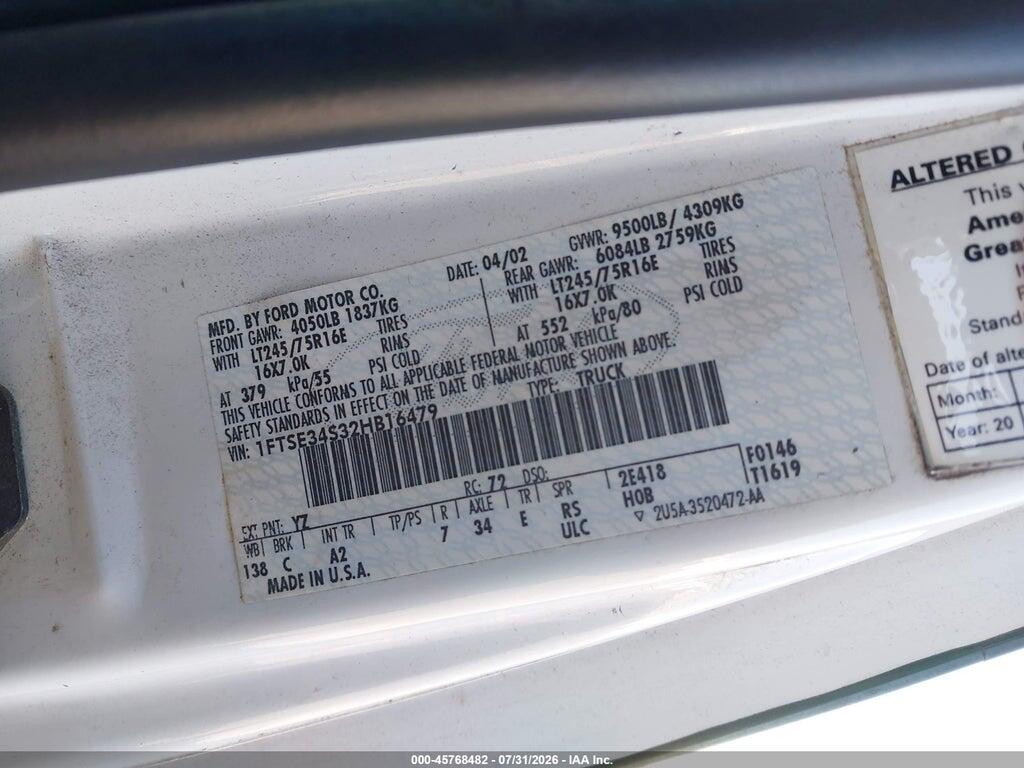 1FTSE34S32HB16479 2002 FORD E-350 SUPER DUTY photo no. 9