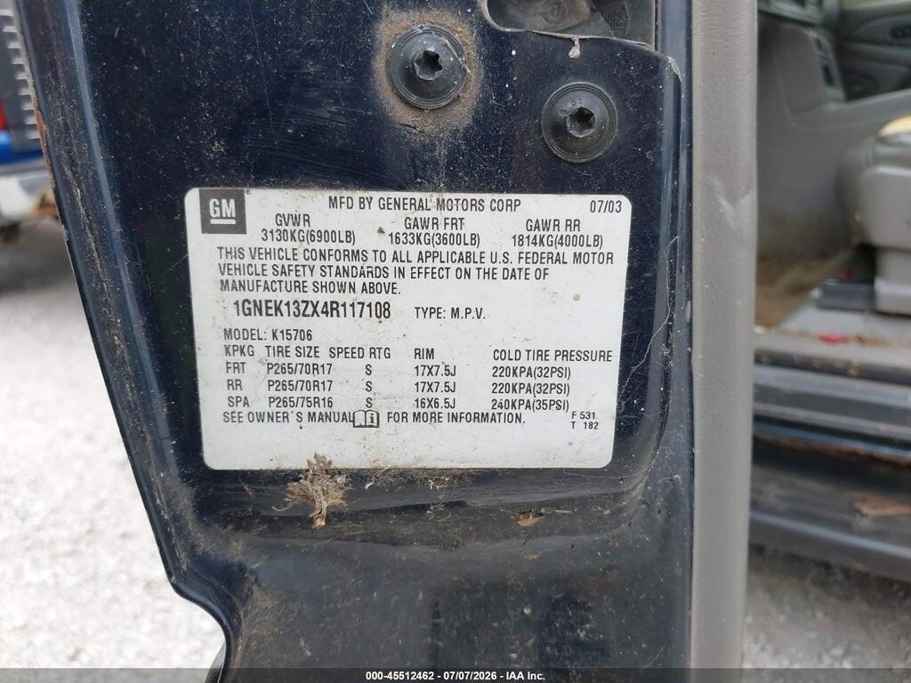 1GNEK13ZX4R117108 2004 CHEVROLET TAHOE photo no. 8
