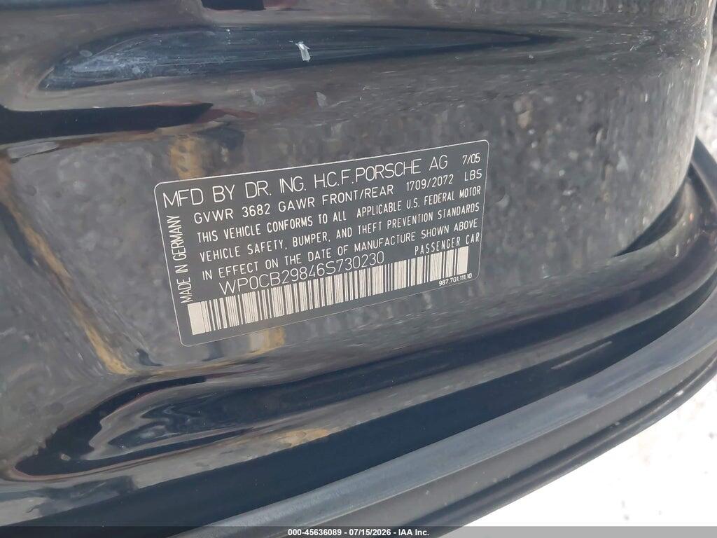 WP0CB29846S730230 2006 PORSCHE BOXSTER photo no. 9