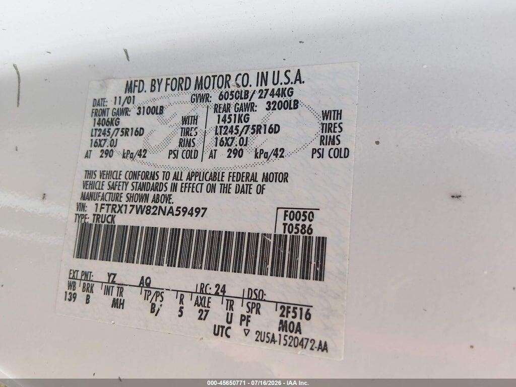 1FTRX17W82NA59497 2002 FORD F-150 photo no. 9