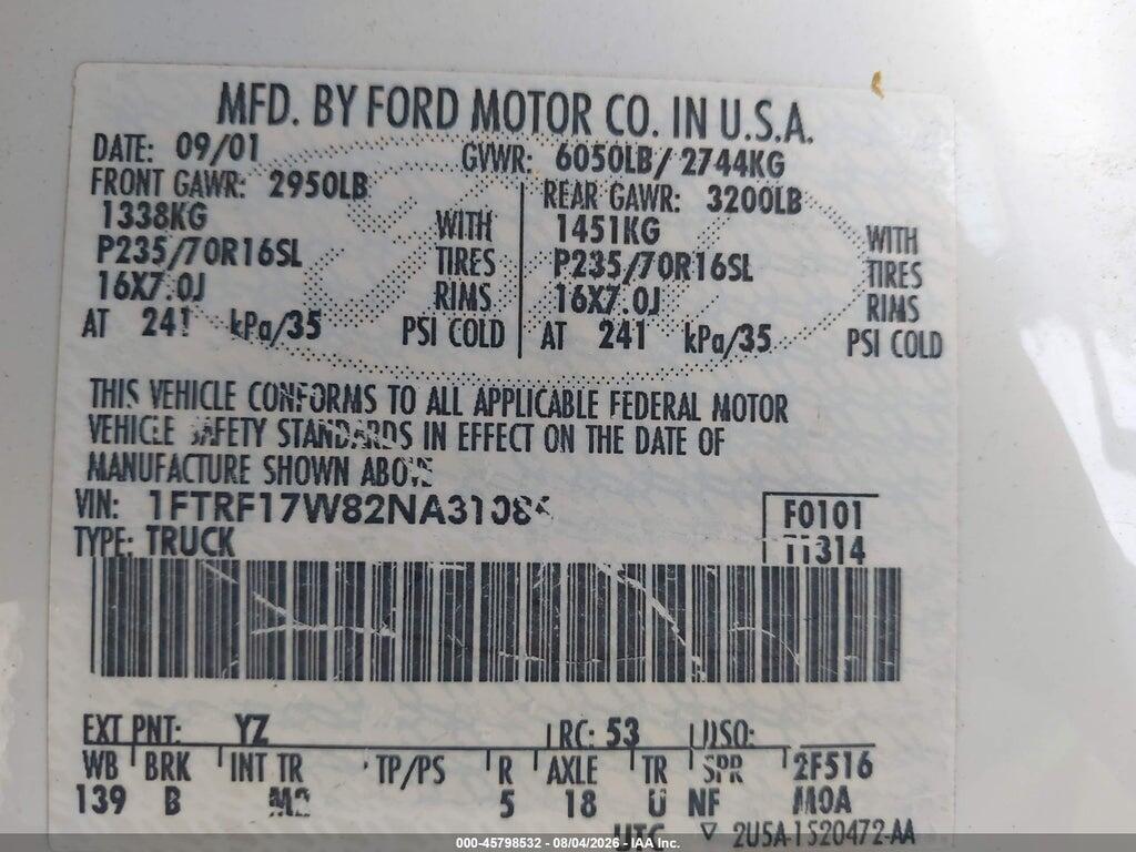 1FTRF17W82NA31086 2002 FORD F-150 photo no. 9