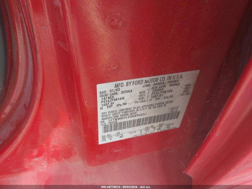1FTRW07L92KB94251 2002 FORD F-150 photo no. 9