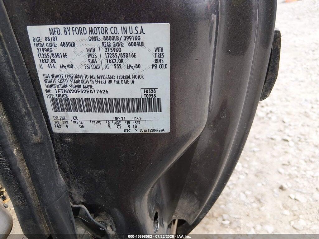 1FTNX20F52EA17626 2002 FORD F-250 photo no. 9