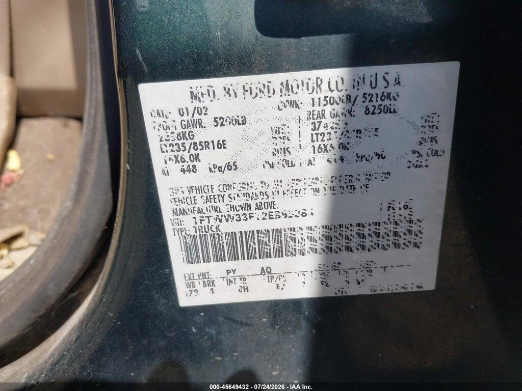 1FTWW33F12EB85384 2002 FORD F-350 photo no. 8