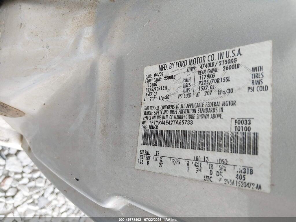 1FTYR44E42TA65733 2002 FORD RANGER photo no. 9