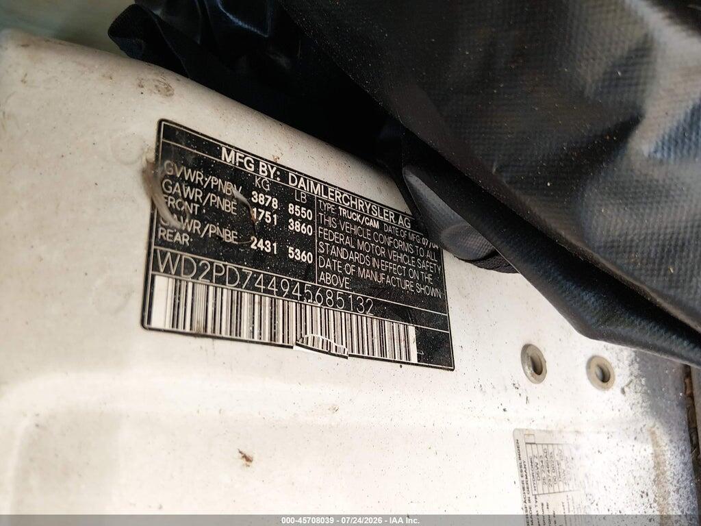 WD2PD744945685132 2004 DODGE SPRINTER VAN 2500 photo no. 9