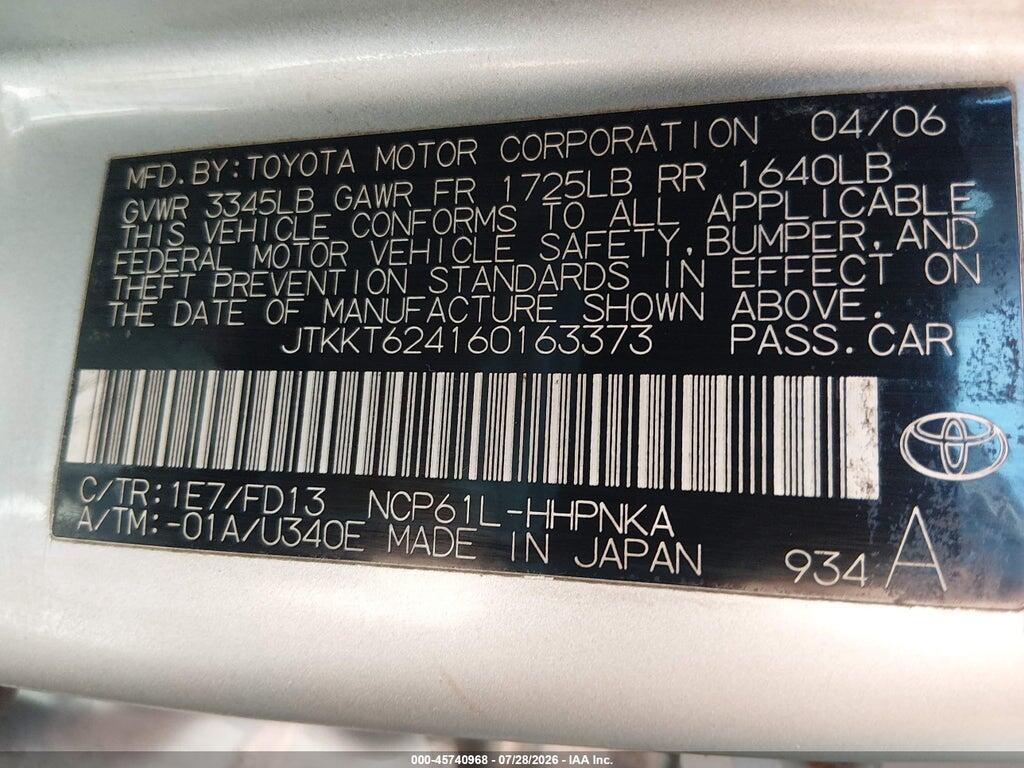 JTKKT624160163373 2006 SCION XA photo no. 9