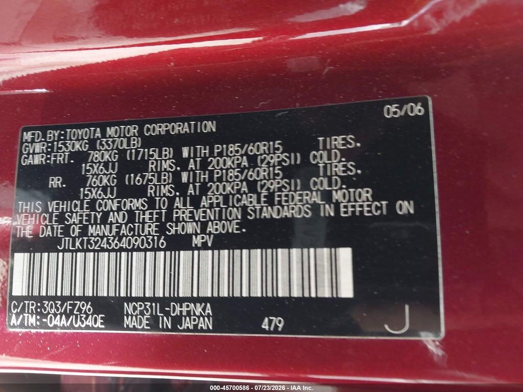 JTLKT324364090316 2006 SCION XB photo no. 9