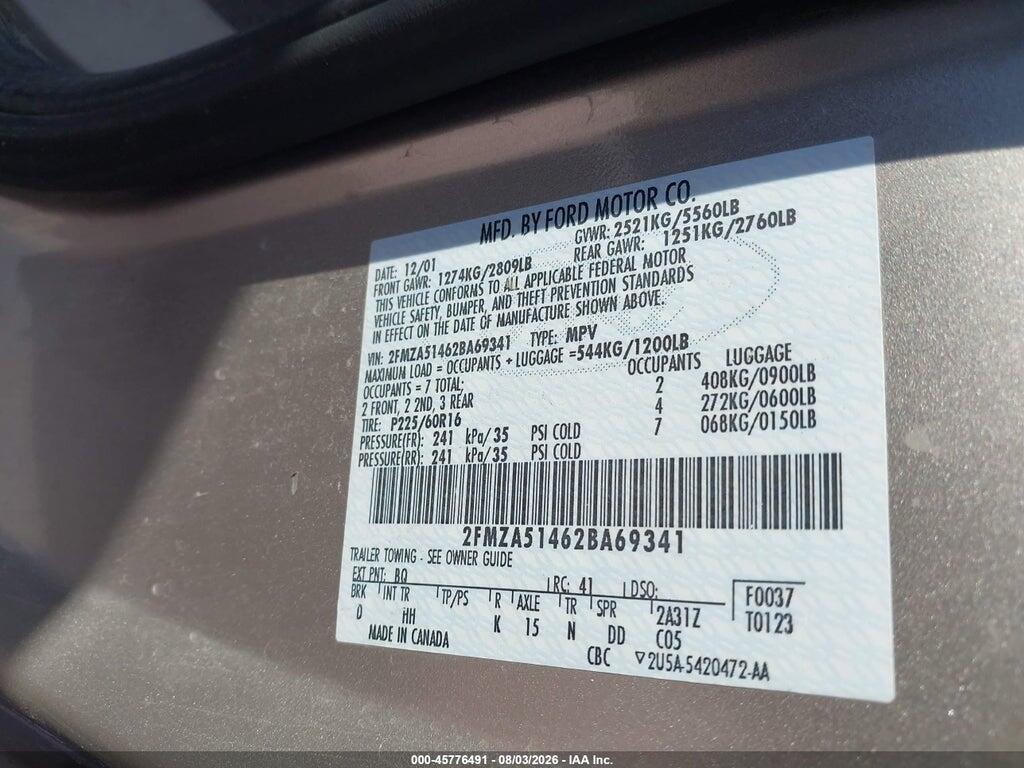 2FMZA51462BA69341 2002 FORD WINDSTAR photo no. 9